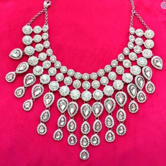 Crystal Drop Statement Bib Necklace - Picture 5 of 9